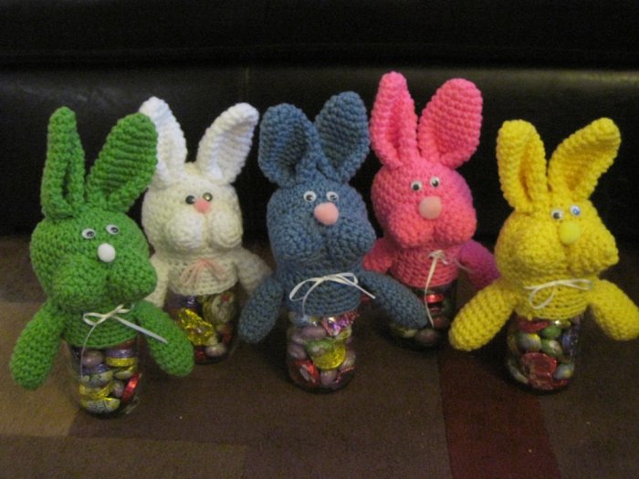 Crochet Bunny Jar Covers