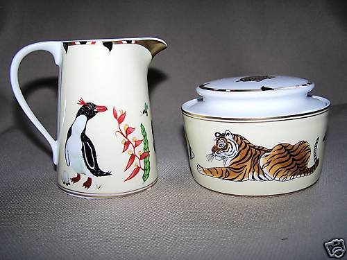 LYNN CHASE Exotica Sugar Bowl and Creamer Set New
