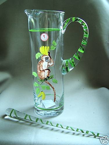 LYNN CHASE Monkey Martini Pitcher with Stirrer New