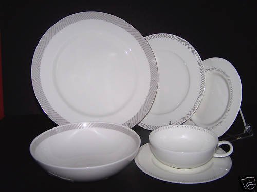 CALVIN KLEIN Herringbone Fine China 6 Piece Place Setting for 4 New