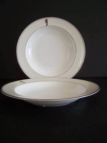 WATERFORD China Sea Horse Ivory Rim Soup Plates S/2 New