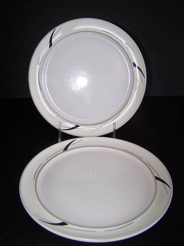 DENBY Oyster Strands Wide Rimmed Tea Plates Set/2 New