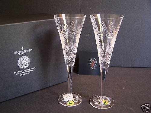 WATERFORD Times Square 2009 Joy Toasting Flute Pair NIB