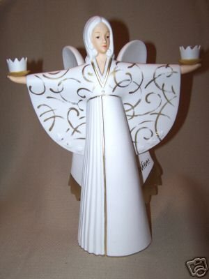 GOEBEL Angel MARA 11" White Figurine Candle Holder NIB