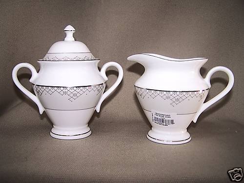 WATERFORD China Giselle Sugar Bowl and Creamer Set New