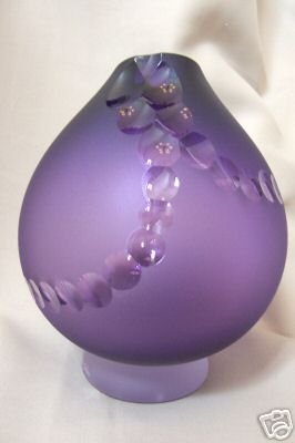 ANDREW SHEA Art Glass Amethyst Vase with Dotted Line