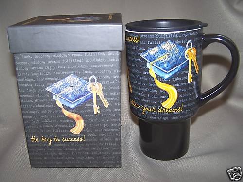 LANG Ceramic Travel Mug Key To Success P. Joerling NIB