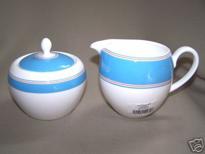 LENOX Cays Stripe Blue Sugar Bowl Creamer Kate Spade