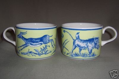 Lynn Chase Cup African Inspirations Blue Green Set of 2 New