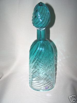 Murano Cenedese Turquoise Decanter Large Signed New