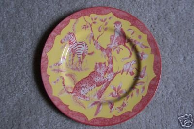 Lynn Chase Salad Plate African Inspirations Cranberry Yellow Design New