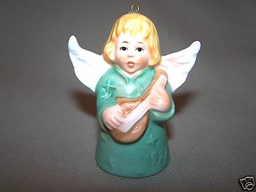 GOEBEL Annual Angel Bell 1977 Christmas Ornament Green