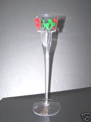 ORREFORS Hand Painted Candle Holder Signed New