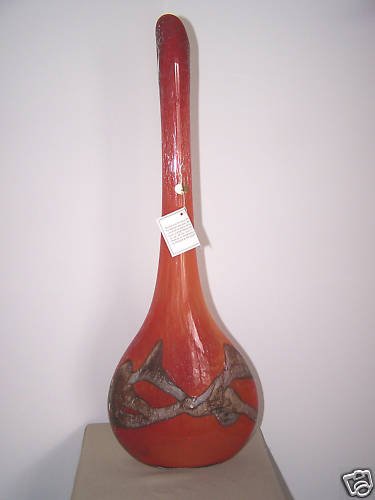 MURANO Art Glass Red Bottleneck Tall Vase Hand Made New