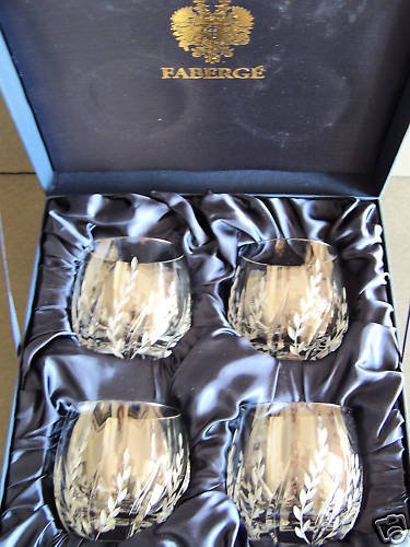 FABERGE Clear Crystal Printemps DOF Glasses Set/4 NIB