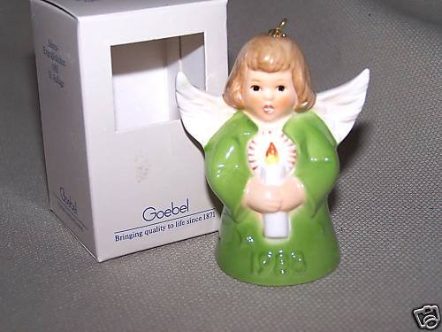 GOEBEL Annual Angel Bell 1988 Christmas Ornament Green MIB