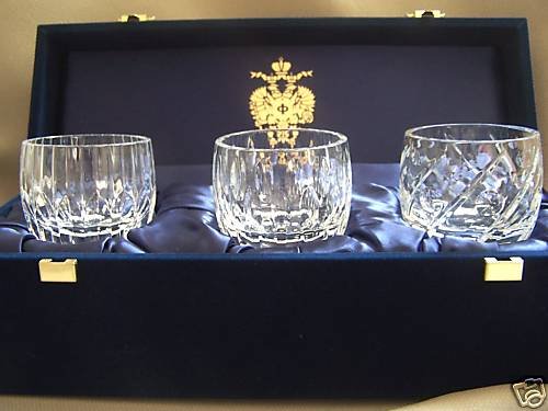 FABERGE Clear Crystal Votives Assorted Set of 3 NIB