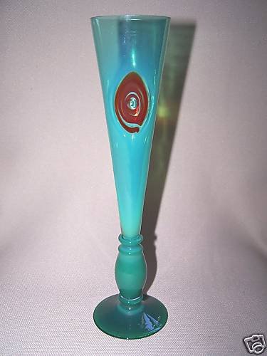 CARLO MORETTI Annual Flute Goblet 2002 Green Signed New