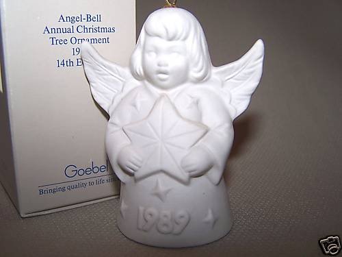 GOEBEL Annual Angel Bell 1989 Christmas Ornament White