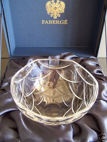 FABERGE Crystal Clear Pine Cone Bowl 7" NIB