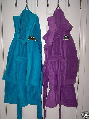 LACOSTE Smash Bath Robe Women Cotton Hooded NWT