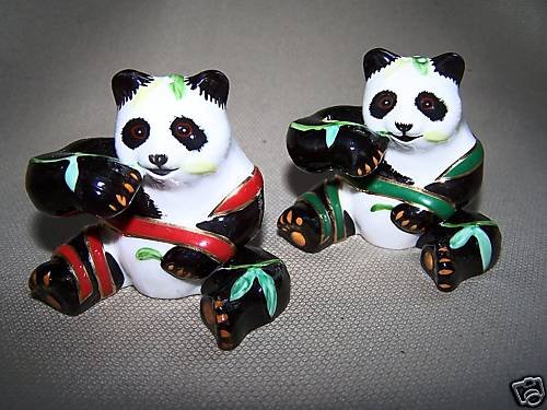 LYNN CHASE Panda Perfect Salt & Pepper Shakers Set New