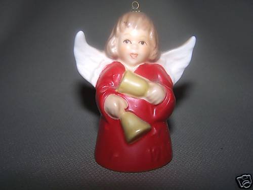 GOEBEL Annual Angel Bell 1986 Christmas Ornament Red Mint