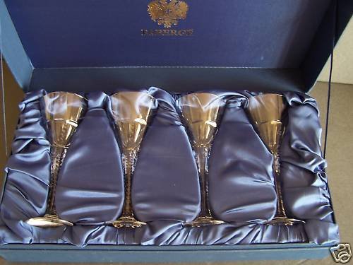 FABERGE Crystal Excelsior Cordial Glasses Set of 4 NIB