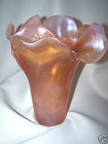 DAUM Camellia Amber Medium Vase Crystal Collectible NIB