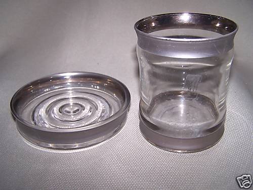 LABRAZEL Soap Dish Tumbler Set Silver Rim Italy New
