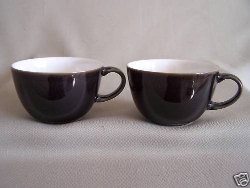DENBY Stoneware Oyster Tea Cup Set/2 England New