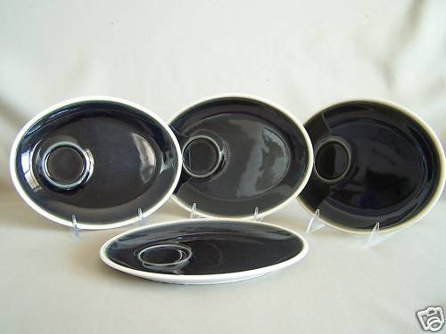 DENBY Stoneware Oyster Buffet Plate Saucer Set/4 England New