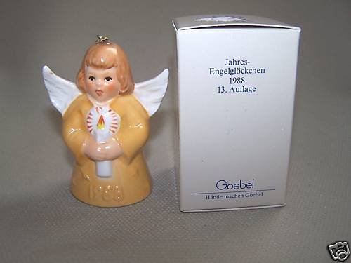 GOEBEL Annual Angel Bell 1988 Christmas Ornament Yellow MIB