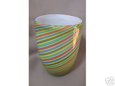 Murano Cenedese Vase Striped Signed New