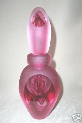 ANDREW SHEA Art Glass Rose Swirl Perfume Bottle New