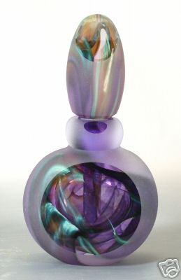 ANDREW SHEA Art Glass Amethyst Faceted Perfume Bottle