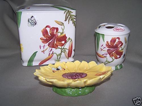 Spode Bath Accessories Set Floral Haven 3 items New