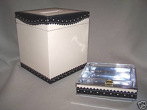 LABRAZEL Spectator Black Bath Leather Tissue Cover Soap Dish Set Jamie Drake