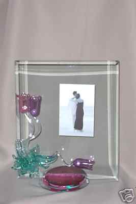 Berni Art Glass Tulip Drip Picture Frame 8" x 10" New