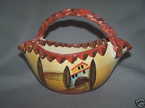 ITALICA ARS Oval Bowl w/Handle Hand Painted Pottery New