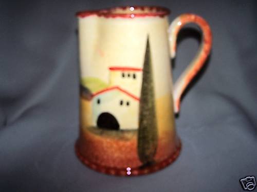ITALICA ARS Large Pitcher Hand Painted Pottery New