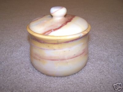 LABRAZEL Miele Oro Covered Jar Canister Natural Marble Hand Made Italy New