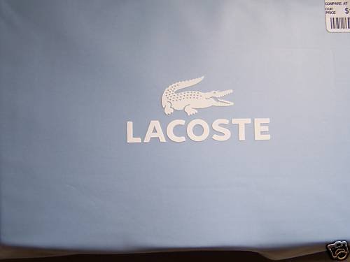 LACOSTE Queen Flat Sheet Crocod'il Placid Blue New