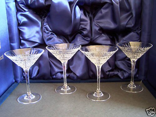 FABERGE Atelier Crystal Crown Martini Glasses Set/4 NIB