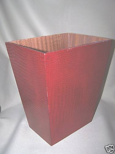 LABRAZEL Contempo Red Leather Waste Basket Italy New