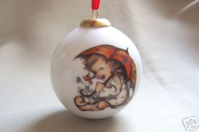 REUTTER Porcelain Ball Ornament Hummel Umbrella Girl Christmas NIB