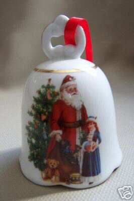 REUTTER Porcelain Bell Santa Christmas Ornament NIB
