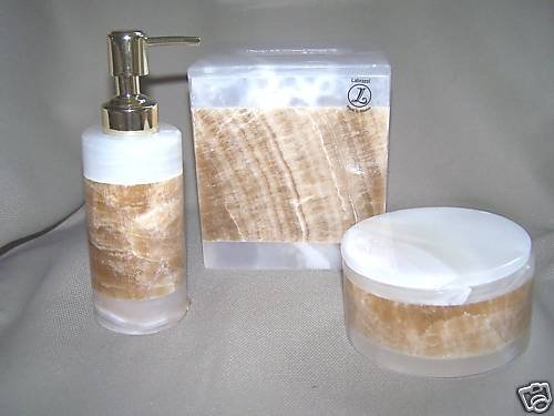 LABRAZEL Lotion Pump Tissue Cover Jar Set Stone New