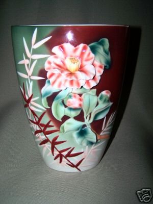 FRANZ Sculptured Porcelain Far East Design Vase New