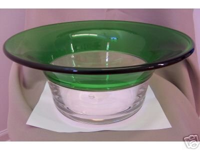 Murano Art Glass Clear/Green Vase Bowl by Salviati New